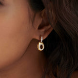 Oval Bold Gold Diamond Dangle Earrings, 14K Gold Vermeil, 3/8 ct Lab Grown Diamond-4