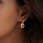 Oval Bold Gold Diamond Dangle Earrings, 14K Solid Gold, 3/8 ct Lab Grown Diamond-4