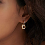 Oval Bold Gold Diamond Dangle Earrings, 14K Solid Gold, 3/8 ct Lab Grown Diamond-4