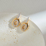 Oval Bold Gold Diamond Dangle Earrings, 14K Gold Vermeil, 3/8 ct Lab Grown Diamond-6