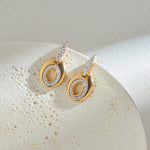 Oval Bold Gold Diamond Dangle Earrings, 14K Solid Gold, 3/8 ct Lab Grown Diamond-6