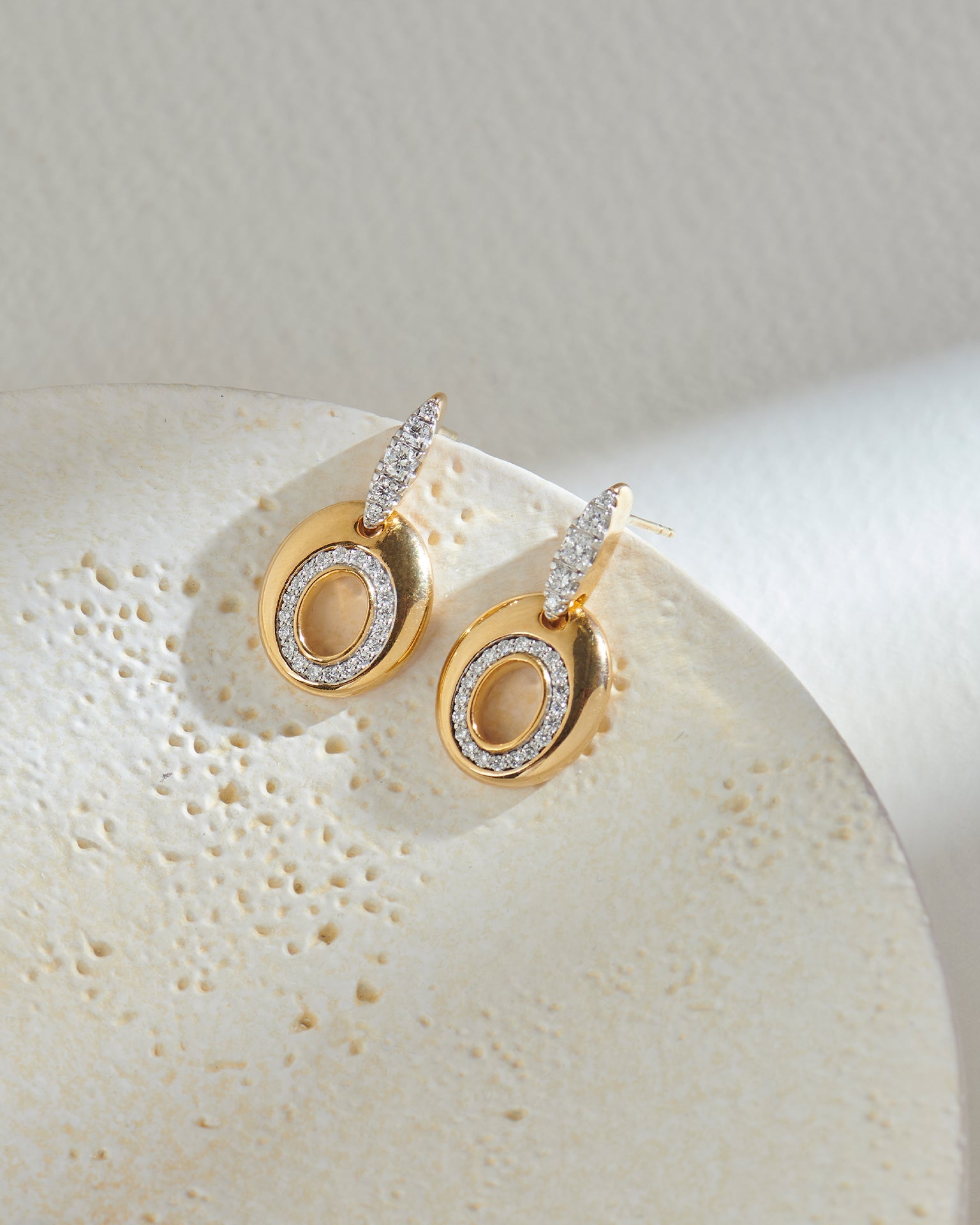 Oval Bold Gold Diamond Dangle Earrings, 14K Solid Gold, 3/8 ct Lab Grown Diamond-6