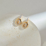 Oval Bold Gold Diamond Dangle Earrings, 14K Solid Gold, 3/8 ct Lab Grown Diamond-1