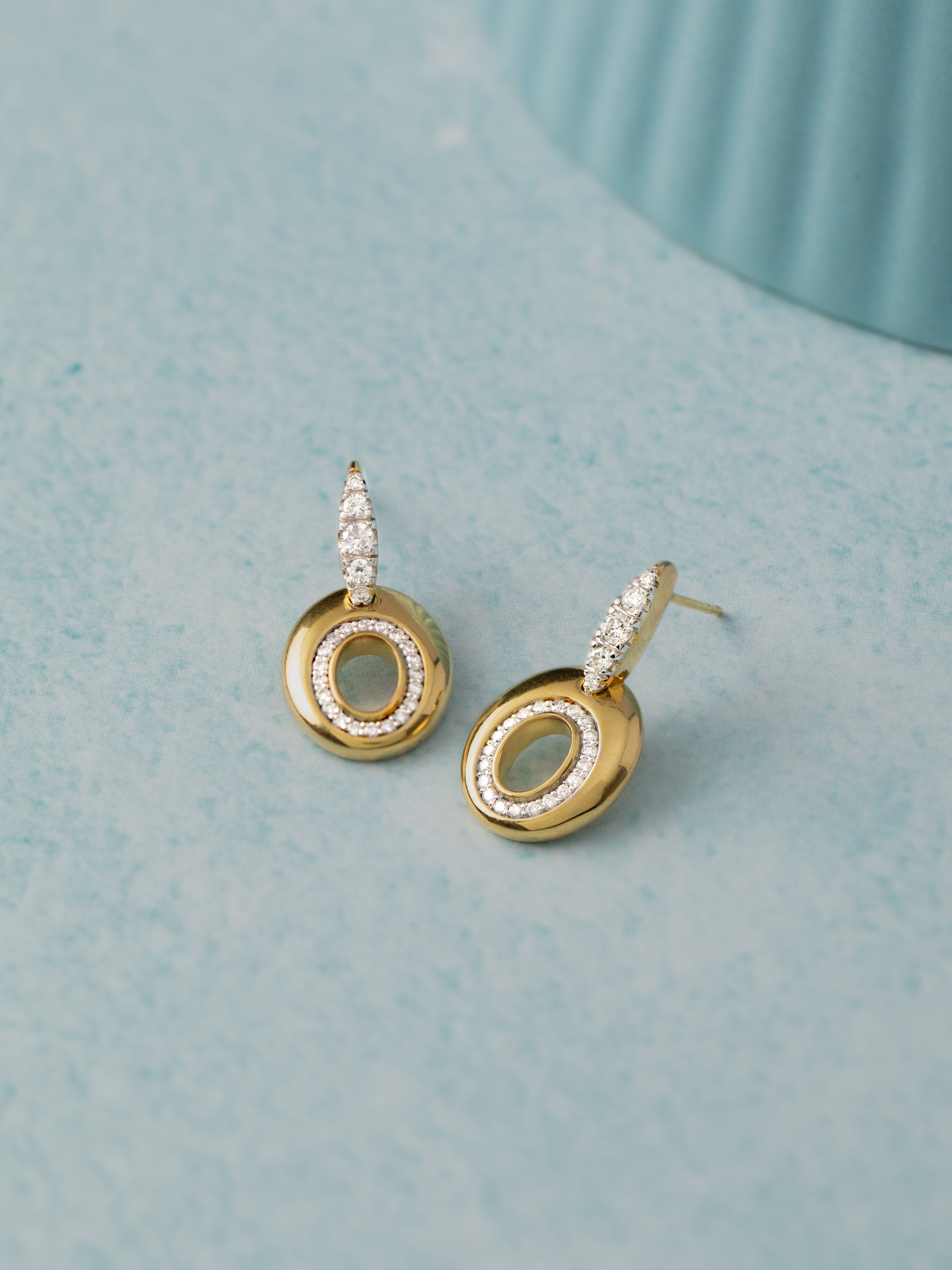 Oval Bold Gold Diamond Dangle Earrings, 14K Gold Vermeil, 3/8 ct Lab Grown Diamond-5
