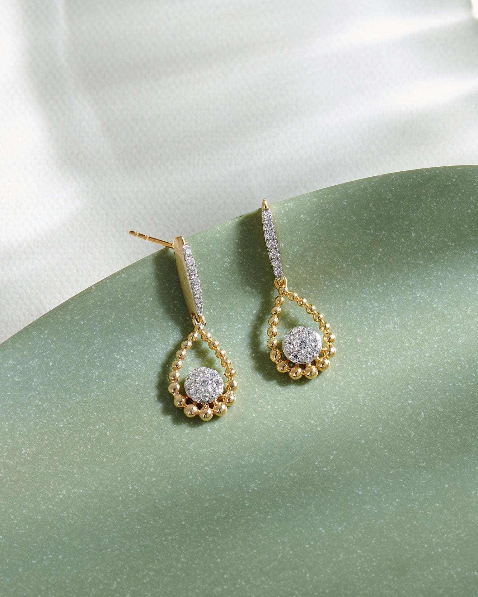Teardrop Diamond Drop Earrings, 14K Solid Gold, 1/3 ct Lab Grown Diamond-6