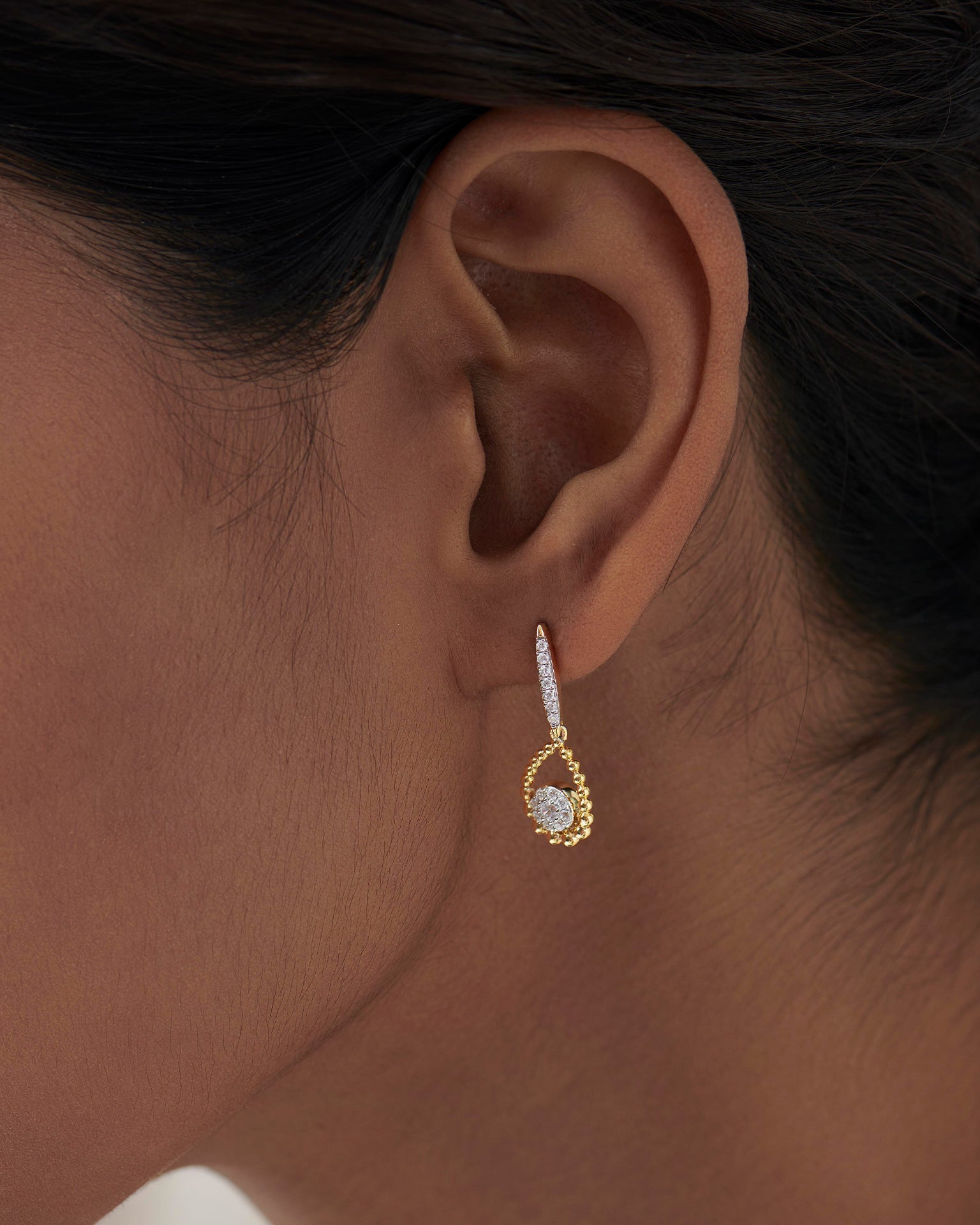 Teardrop Diamond Drop Earrings, 14K Solid Gold, 1/3 ct Lab Grown Diamond-4