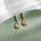 Teardrop Diamond Drop Earrings, 14K Solid Gold, 1/3 ct Lab Grown Diamond-1