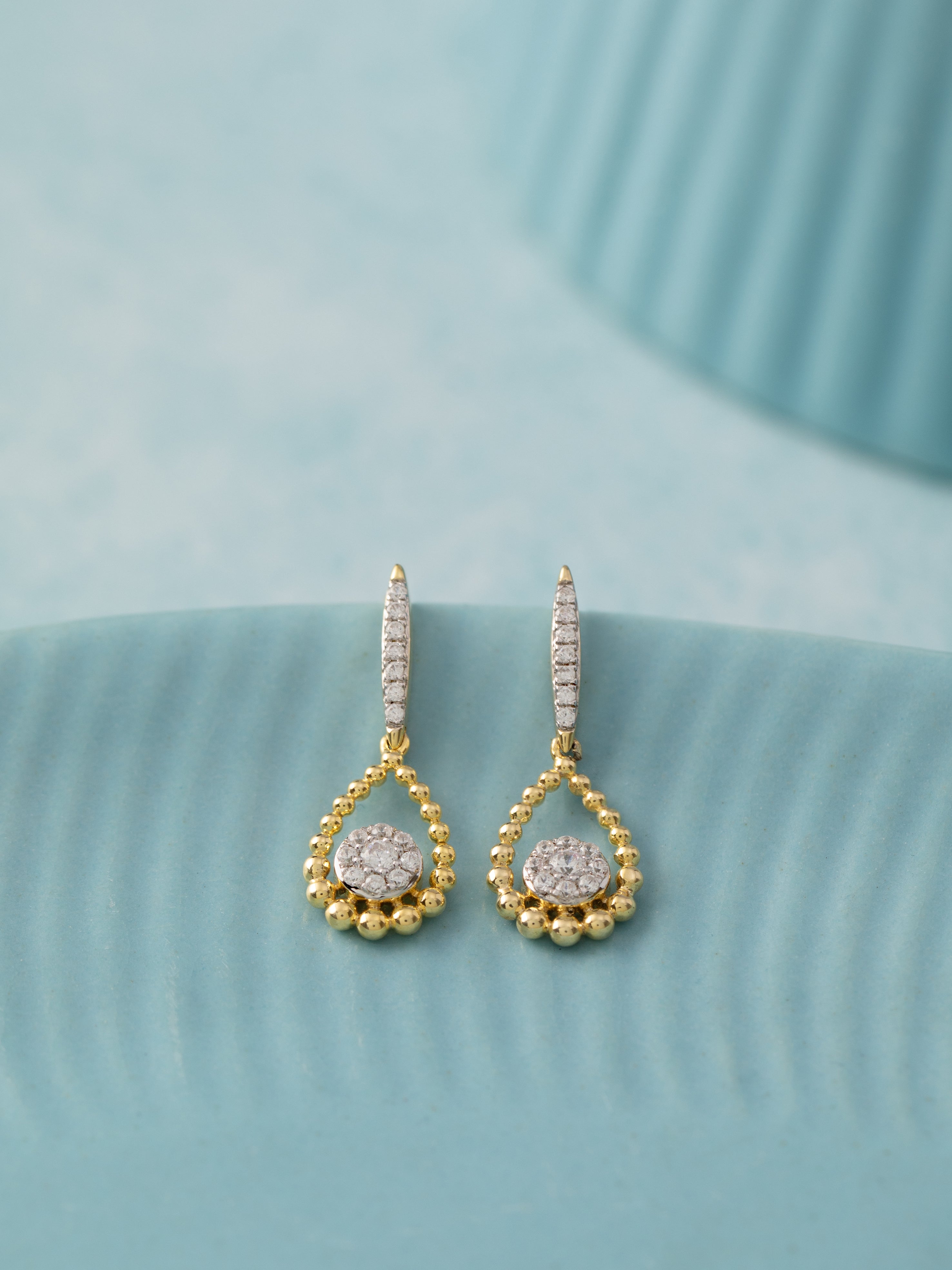Teardrop Diamond Drop Earrings, 14K Solid Gold, 1/3 ct Lab Grown Diamond-5