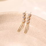 Paperclip Trio Diamond Drop Earrings