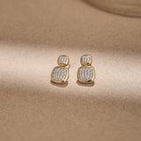 Duo Cushion Diamond Drop Earrings