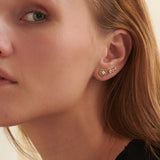 Floral Solitaire Studs, 14K Gold Vermeil, 1/4 ct Lab Grown Diamond-4