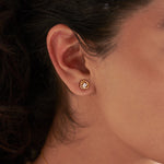 Floral Solitaire Studs, 14K Gold Vermeil, 1/4 ct Lab Grown Diamond-2