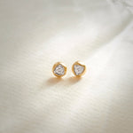 Dome Small Solitaire Earrings, 14K Solid Gold, 1/4 ct Lab Grown Diamond-6
