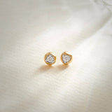 Dome Small Solitaire Earrings, 14K Solid Gold, 1/4 ct Lab Grown Diamond-6