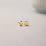 Dome Small Solitaire Earrings, 14K Gold Vermeil, 1/4 ct Lab Grown Diamond-5