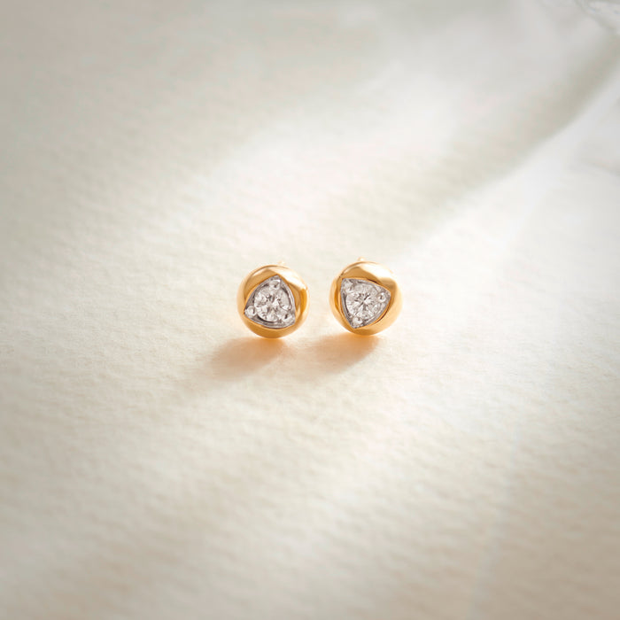 Dome Small Solitaire Earrings, 14K Gold Vermeil, 1/4 ct Lab Grown Diamond-1