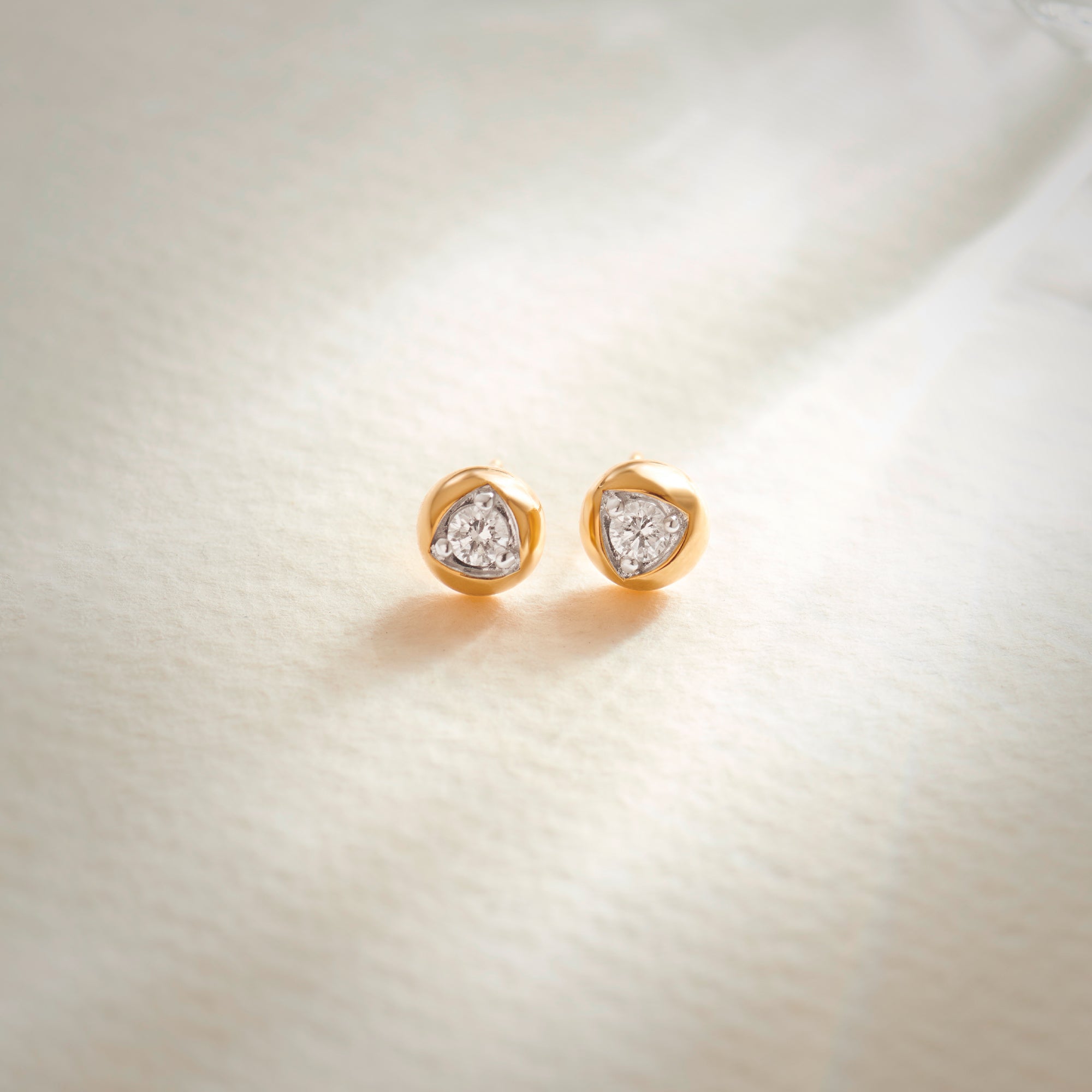 Dome Small Solitaire Earrings, 14K Solid Gold, 1/4 ct Lab Grown Diamond-1