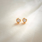 Dome Small Solitaire Earrings, 14K Gold Vermeil, 1/4 ct Lab Grown Diamond-1