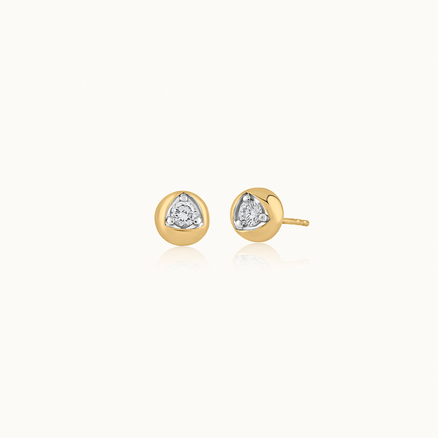 Dome Small Solitaire Earrings, 14K Solid Gold, 1/4 ct Lab Grown Diamond-3