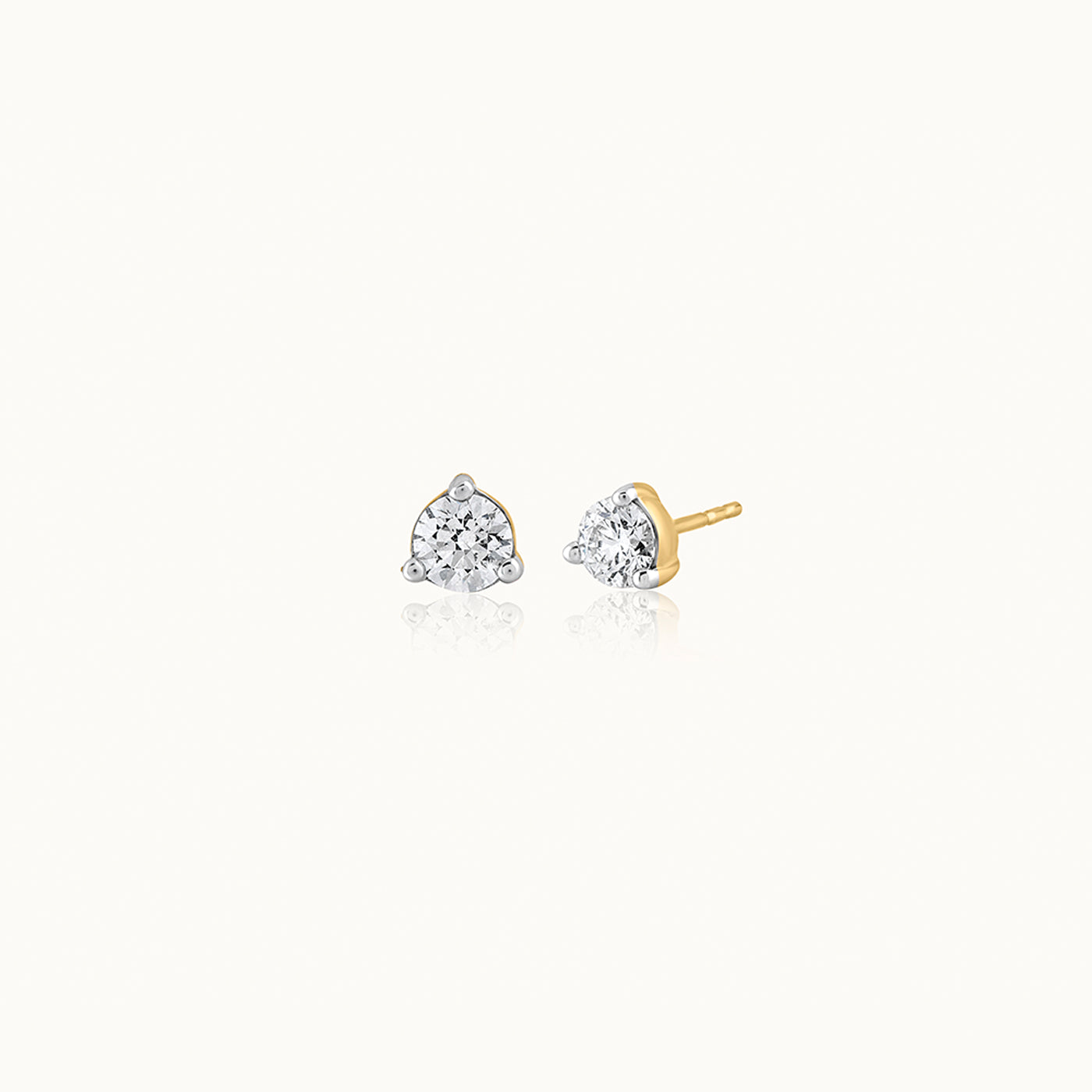 Classic Small Diamond Solitaire Earrings, 14K Gold Vermeil, 5/8 ct Lab Grown Diamond-3
