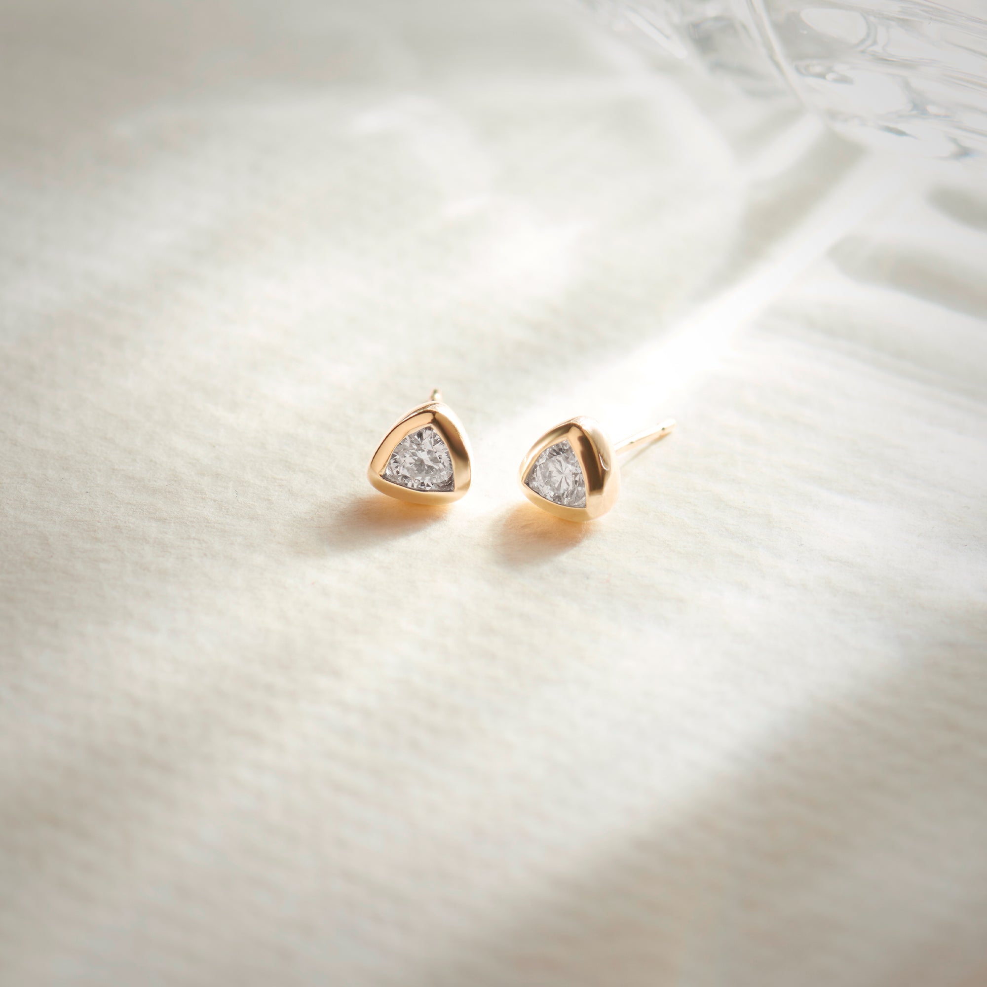 Trillion Small Solitaire Earrings, 10K Solid Gold, 3/8 ct Lab Grown Diamond-1