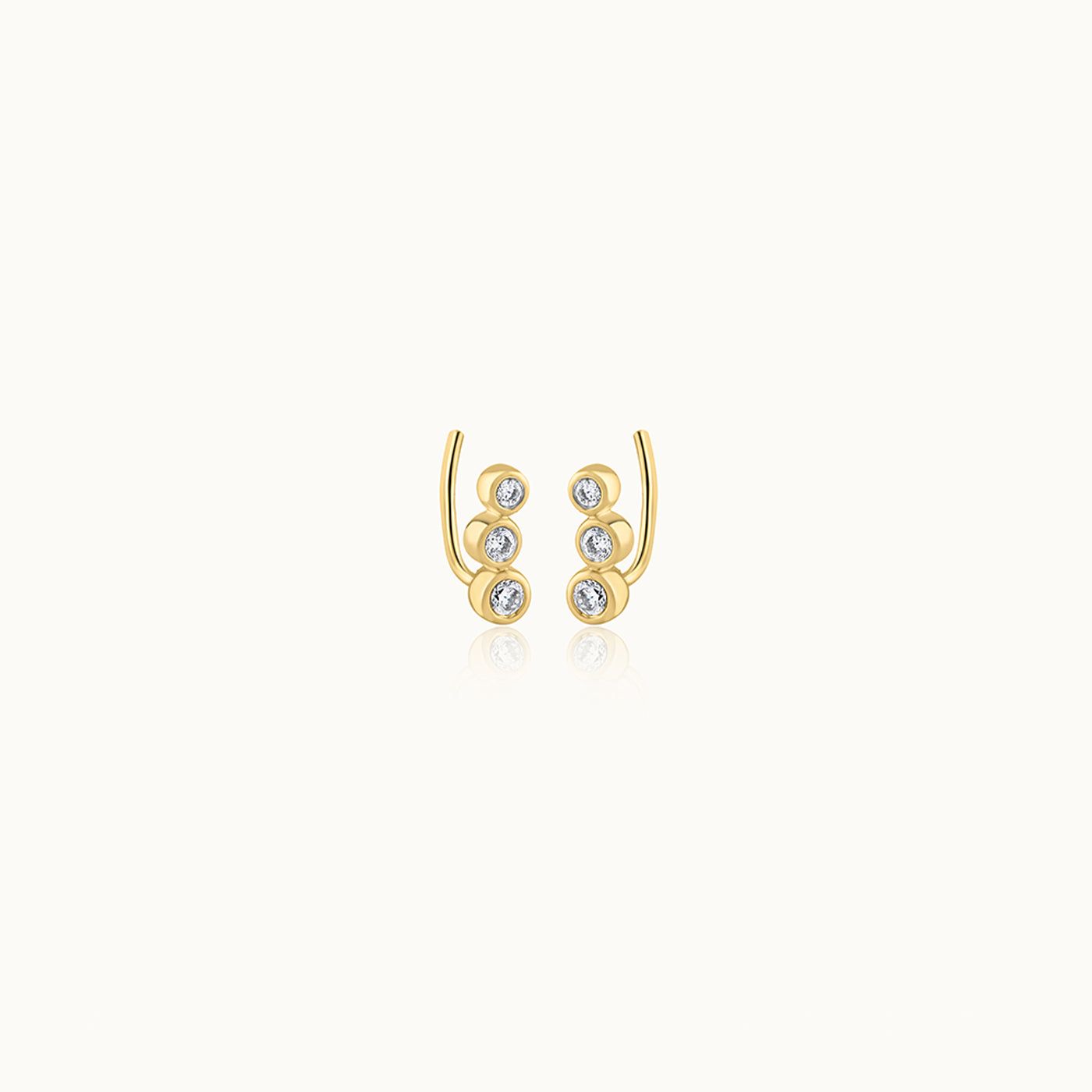 Trio Diamond Climber Earrings, 10K Solid Gold, 1/4 ct Lab Grown Diamond-3