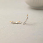 Minimal Diamond Climber Earrings, 10K Solid Gold, 1/5 ct Lab Grown Diamond-5