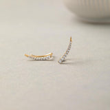 Minimal Diamond Climber Earrings, 10K Solid Gold, 1/5 ct Lab Grown Diamond-5