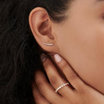Minimal Diamond Climber Earrings, 10K Solid Gold, 1/5 ct Lab Grown Diamond-6