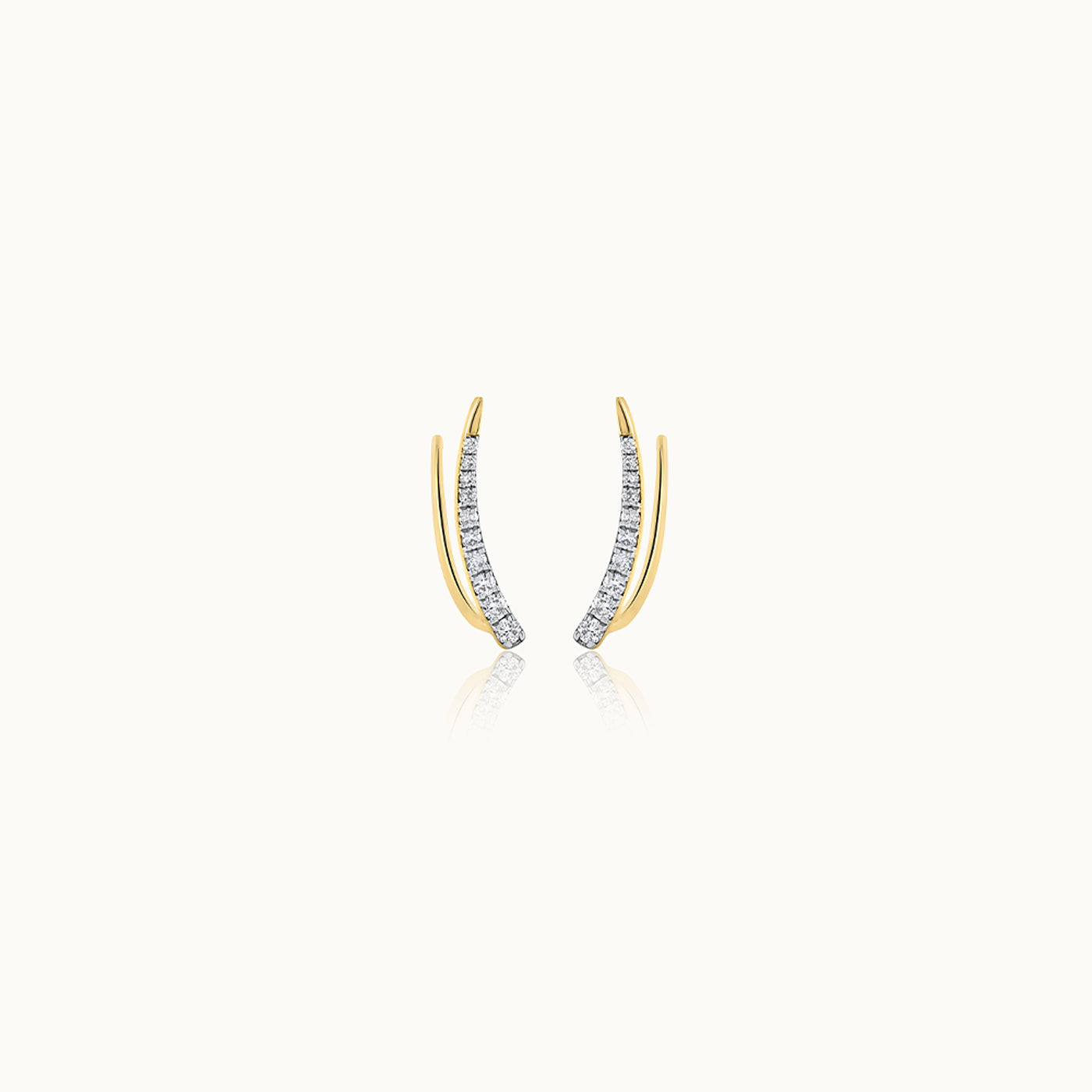 Minimal Diamond Climber Earrings, 10K Solid Gold, 1/5 ct Lab Grown Diamond-3