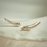 Minimal Diamond Climber Earrings, 10K Solid Gold, 1/5 ct Lab Grown Diamond-7