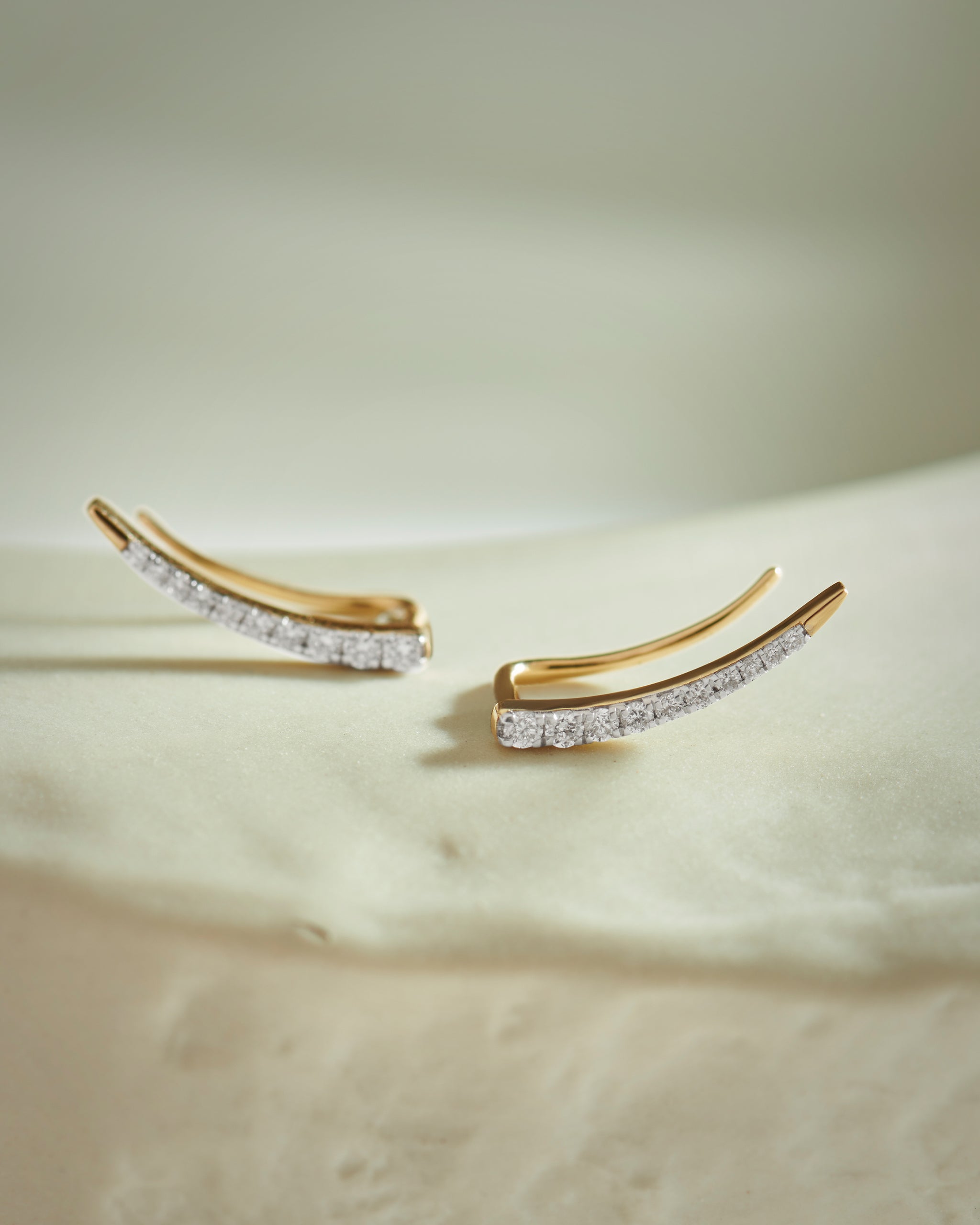 Minimal Diamond Climber Earrings, 10K Solid Gold, 1/5 ct Lab Grown Diamond-7