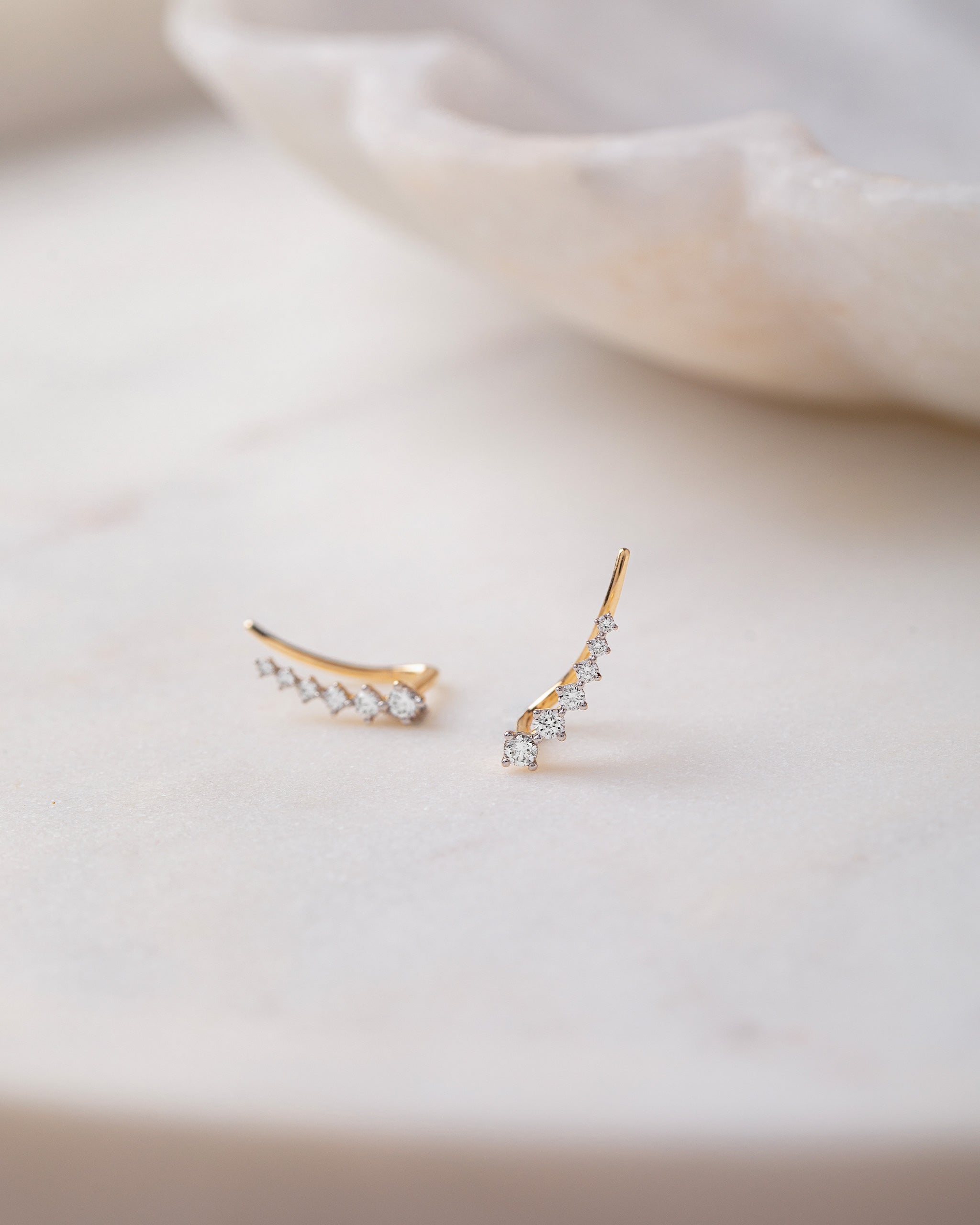 Stylish Diamond Climber Earrings, 10K Solid Gold, 1/5 ct Lab Grown Diamond-3