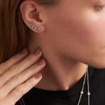 Created Sapphire Diamond Climber Earrings, 10K Solid Gold, 1/6 ct Lab Grown Diamond-4
