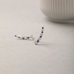 Created Sapphire Diamond Climber Earrings, 10K Solid Gold, 1/6 ct Lab Grown Diamond-6
