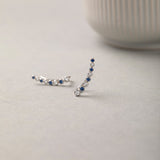 Created Sapphire Diamond Climber Earrings, 10K Solid Gold, 1/6 ct Lab Grown Diamond-6