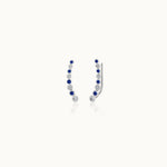 Created Sapphire Diamond Climber Earrings, 10K Solid Gold, 1/6 ct Lab Grown Diamond-3