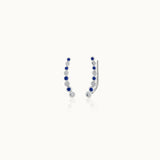 Created Sapphire Diamond Climber Earrings, 10K Solid Gold, 1/6 ct Lab Grown Diamond-3