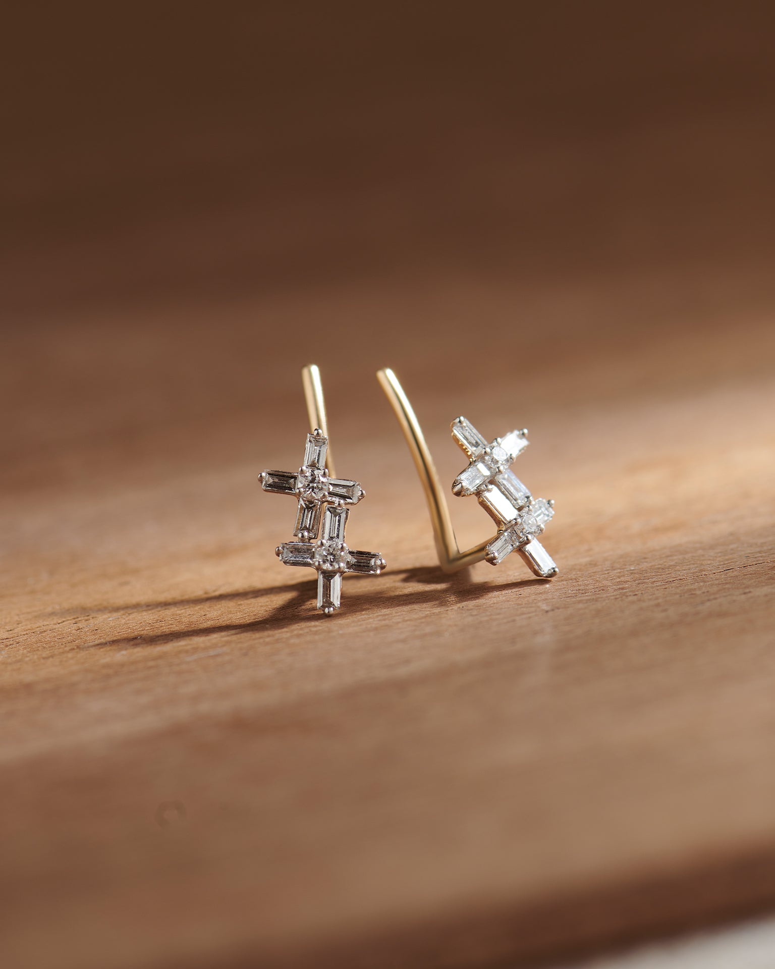 Dual Flower Ear Climbers, 10K Solid Gold, 1/3 ct Lab Grown Diamond-5