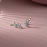 Dual Flower Ear Climbers, 10K Solid Gold, 1/3 ct Lab Grown Diamond-3