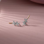 Dual Flower Ear Climbers, 10K Solid Gold, 1/3 ct Lab Grown Diamond-3