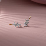 Dual Flower Ear Climbers, 10K Solid Gold, 1/3 ct Lab Grown Diamond-3