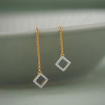 Square Threader Earrings, 14K Gold Vermeil, 1/10 ct Lab Grown Diamond-4