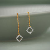 Square Threader Earrings, 14K Gold Vermeil, 1/10 ct Lab Grown Diamond-4