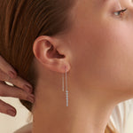 Diamond Threader Earrings, Sterling Silver, 1/4 ct Lab Grown Diamond-4