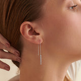 Diamond Threader Earrings, Sterling Silver, 1/4 ct Lab Grown Diamond-4