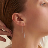 Diamond Threader Earrings, Sterling Silver, 1/4 ct Lab Grown Diamond-1