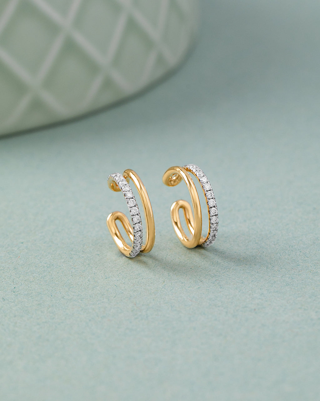 Duet Ear Cuffs, 10K Solid Gold, 1/4 ct Lab Grown Diamond-5