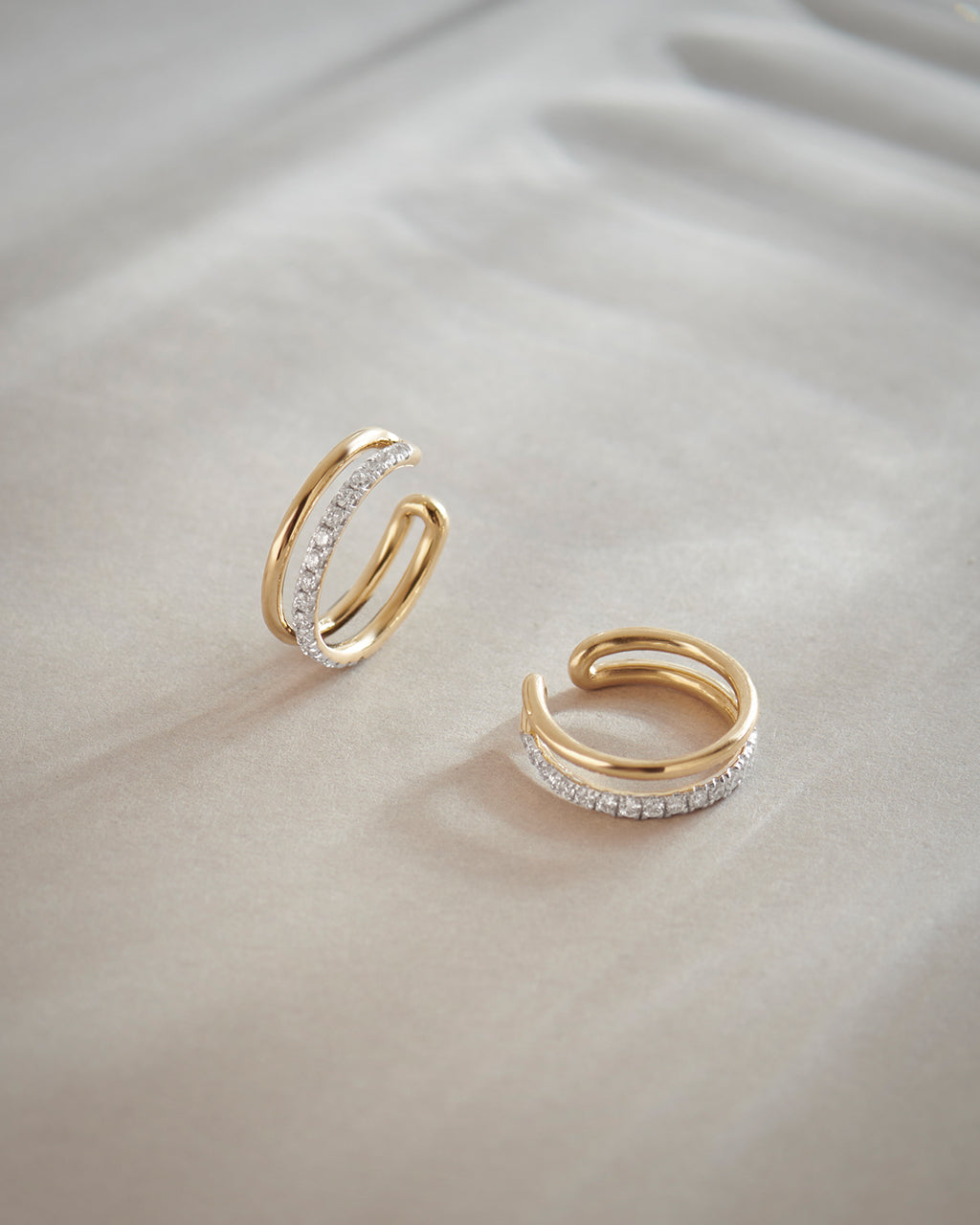 Duet Ear Cuffs, 10K Solid Gold, 1/4 ct Lab Grown Diamond-4