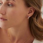 Created Sapphire Stuggies, 14K Solid Gold, 1/6 ct Lab Grown Diamond-2